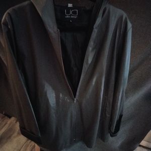 LG Gray Zip-up Hooded Rain Jacket